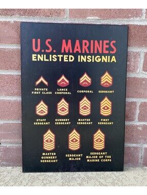 U.S. Marine Corps Enlisted Insignia Wall Plaque Mancave Garage Office Decor 20”
